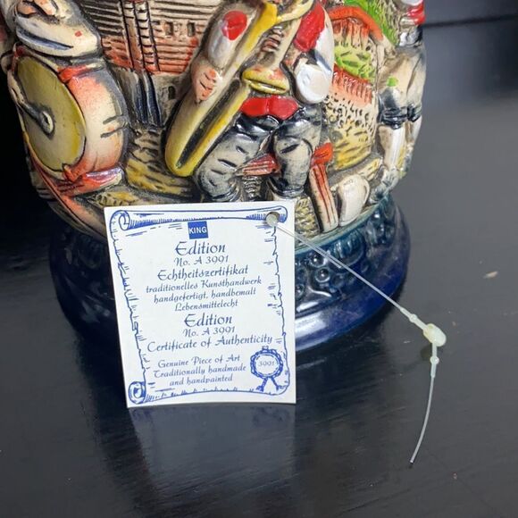 VINTAGE KING EDITION NO. A3991 HANDMADE/HANDPAINTED BEER STEIN - Picture 2 of 12